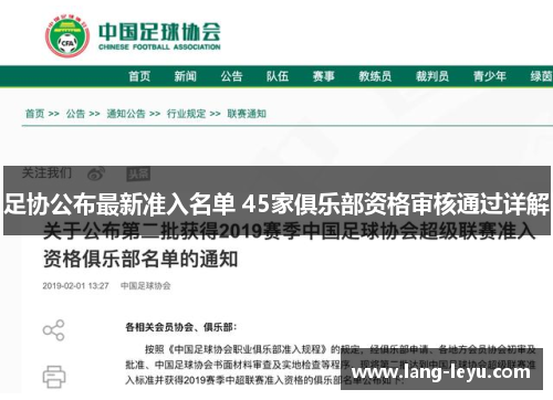 足协公布最新准入名单 45家俱乐部资格审核通过详解 足协公布最新准入名单 45家俱乐部资格审核通过详解